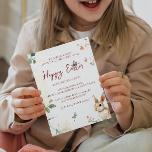 Bunny and butterflies floral happy Easter   Invitation