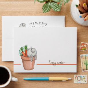 Bunny and Carrots in A Flower Pot Envelope