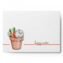 Bunny and Carrots in A Flower Pot Envelope