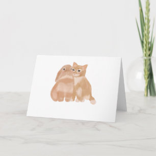 bunny and cat! greeting card