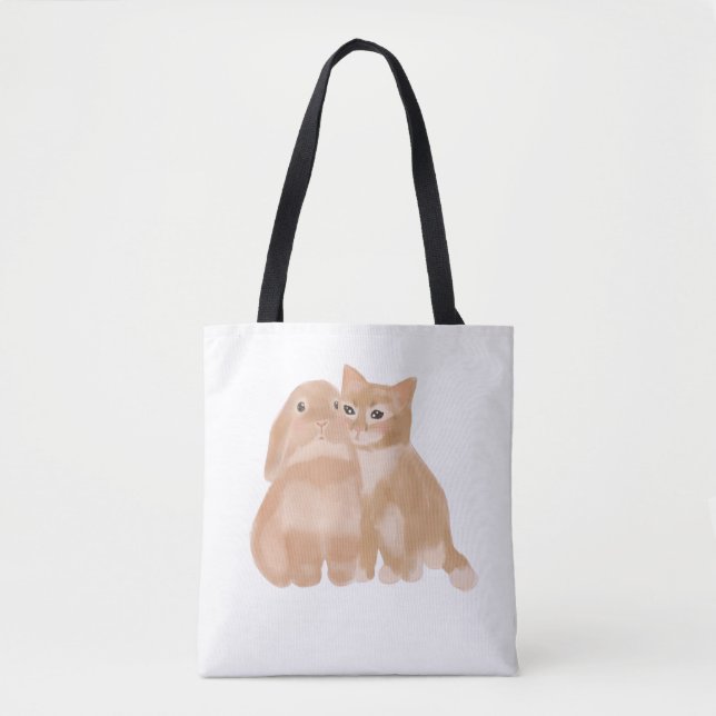 bunny and cat! tote bag (Front)