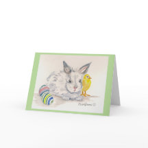 Bunny and Chick Easter Watercolor Card