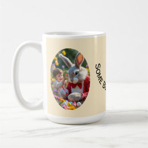 Bunny and Child Photo Oval Frame Easter Coffee Mug