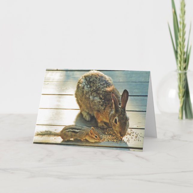 Bunny and Chipmunk Sharing Card (Front)