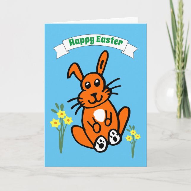 Bunny and Daffodils Easter Card (Front)