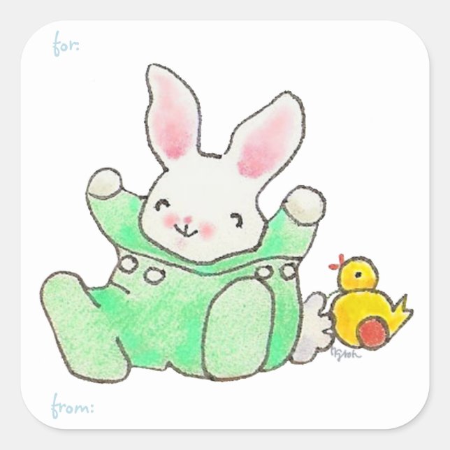 Bunny and Duck sticker tag (Front)