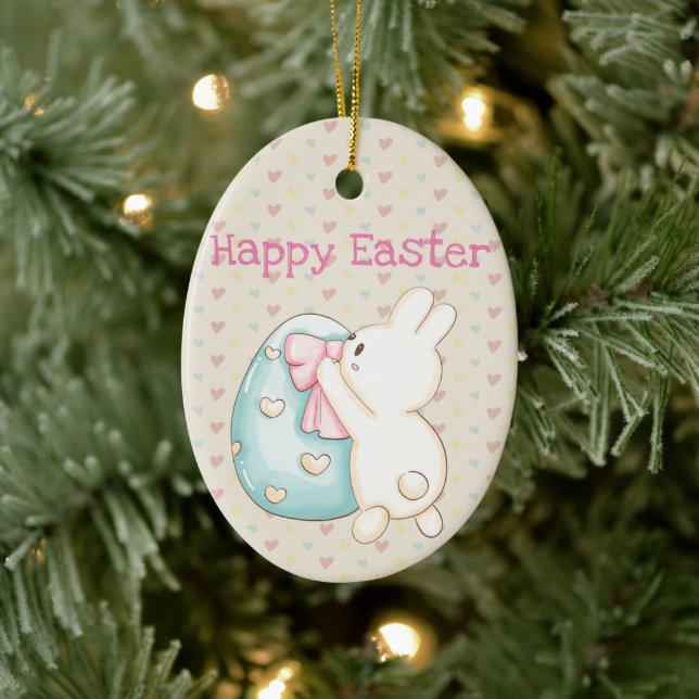 Bunny and Easter Egg Ceramic Ornament (Tree)