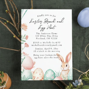 Bunny and egg Easter Brunch and egg hunt Invitation