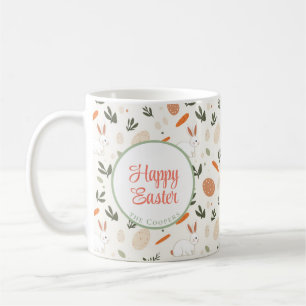 Bunny and Eggs Floral Coffee Mug
