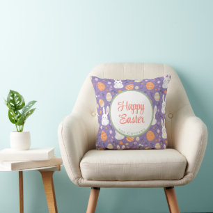 Bunny and Eggs Floral Cushion