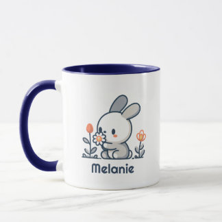 Bunny and flowers customisable Mug