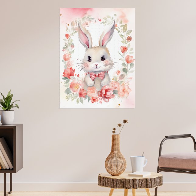 Bunny and Flowers Poster (Living Room 3)