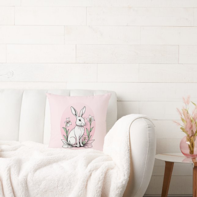 Bunny and Lilies Cushion (Couch)