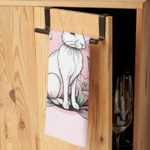 Bunny and Lilies Tea Towel