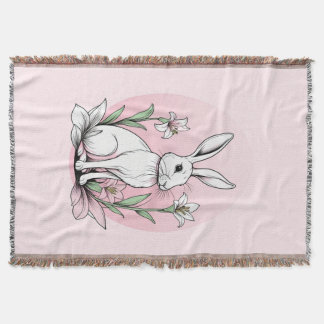 Bunny and Lilies Throw Blanket