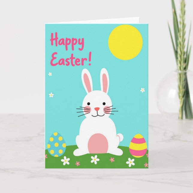Bunny And Pattern Easter Card (Front)