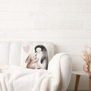 Bunny and Penguin Friendship Cushion