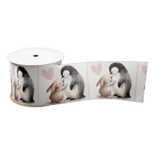 Bunny and Penguin Friendship Satin Ribbon