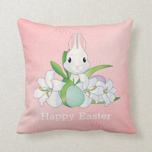 Bunny And Pink Texture Background Cushion