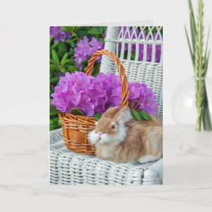 Bunny and rhododendron Easter Card