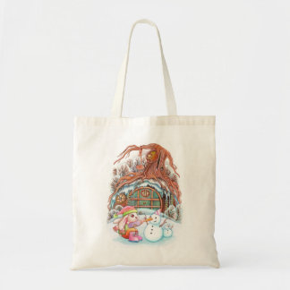 Bunny and Snowman Tote Bag