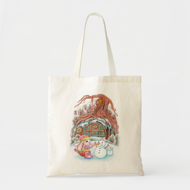 Bunny and Snowman Tote Bag (Front)