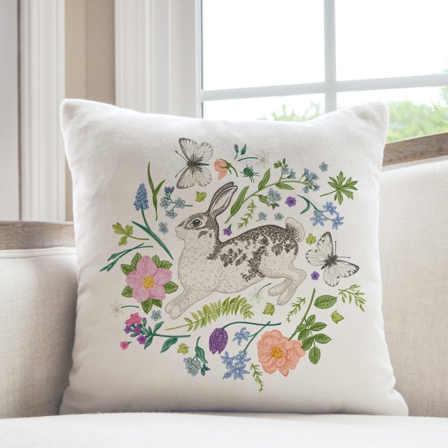 Bunny and Spring Flowers  Cushion (Creator Uploaded)