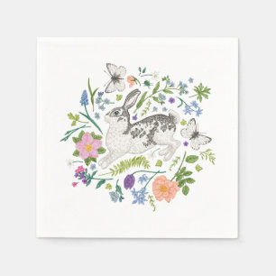 Bunny and Spring Flowers  Napkin