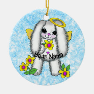Bunny Angel Ceramic Ornament