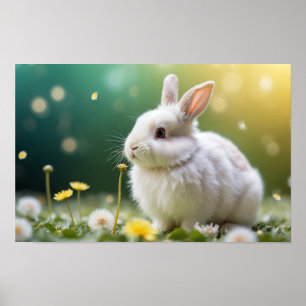Bunny Animal Fun Miniature Size Fantastic Surreal  Poster