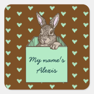 bunny announcement square sticker