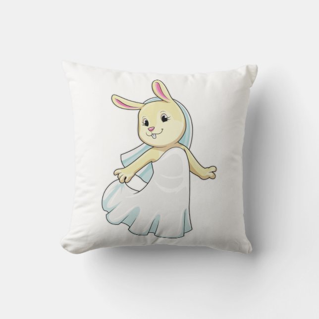Bunny as Bride with Veil Cushion (Front)