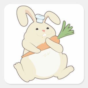 Bunny as Cook with Carrot Square Sticker