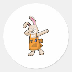 Bunny as Hairdresser with Comb & Scissors Classic Round Sticker