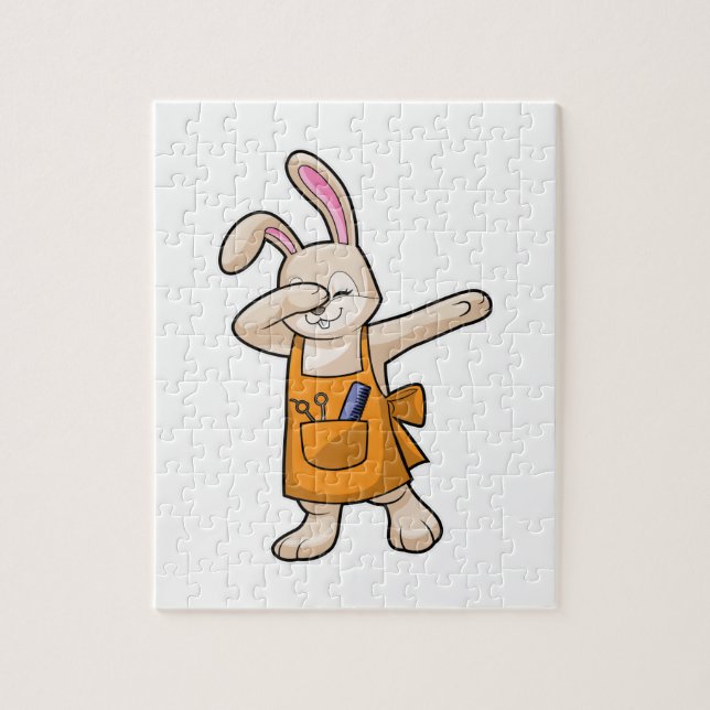 Bunny as Hairdresser with Comb & Scissors Jigsaw Puzzle (Vertical)