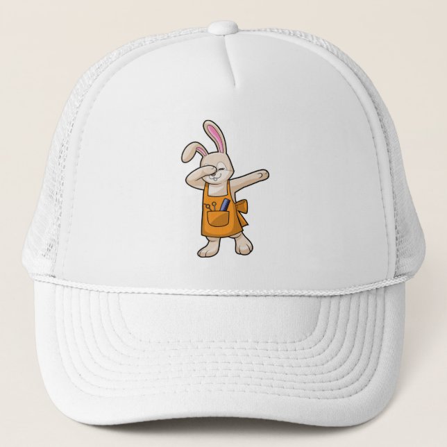 Bunny as Hairdresser with Comb & Scissors Trucker Hat (Front)