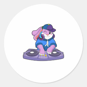 Bunny as Musician with Mixer Classic Round Sticker