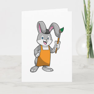 Bunny as Painter with Paint brush Card