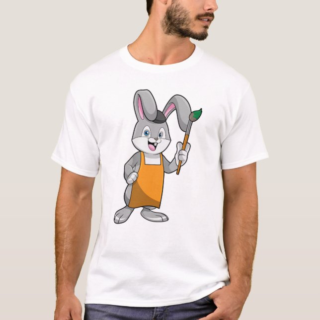 Bunny as Painter with Paint brush T-Shirt (Front)