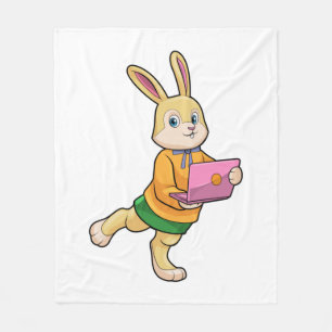 Bunny as Secretary with Laptop Fleece Blanket