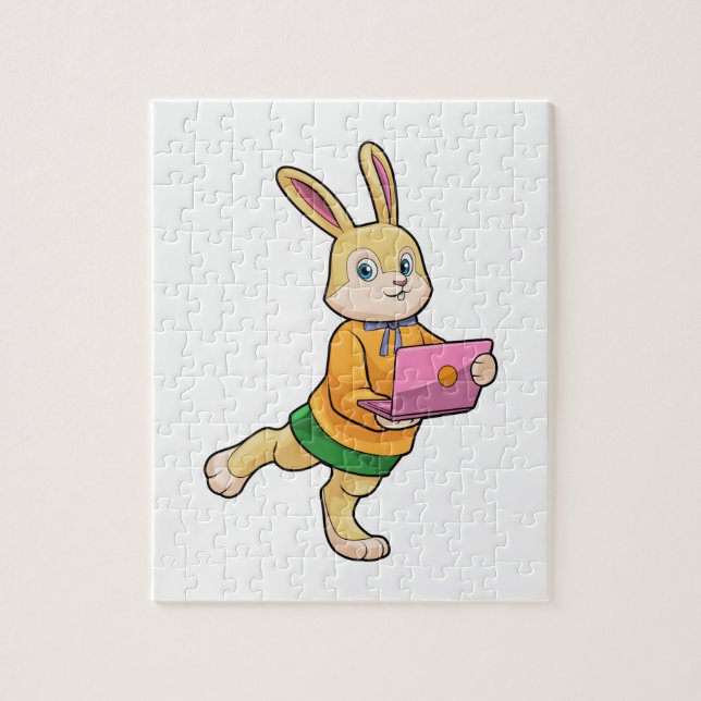 Bunny as Secretary with Laptop Jigsaw Puzzle (Vertical)