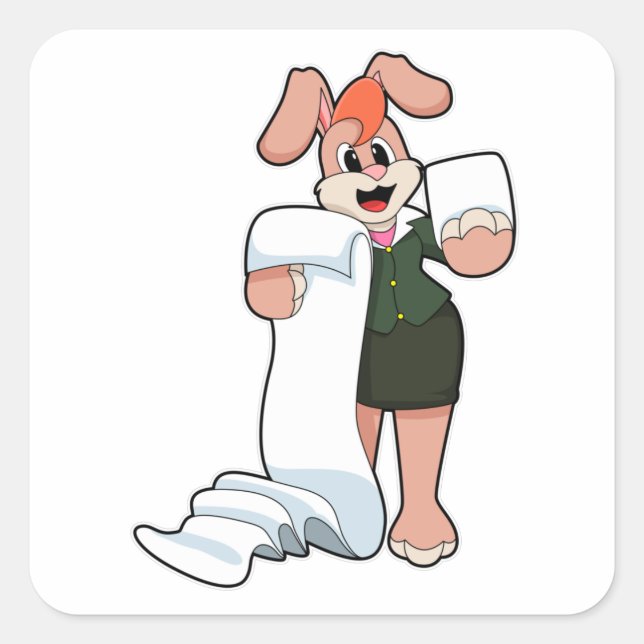 Bunny as Secretary with Paper Square Sticker (Front)