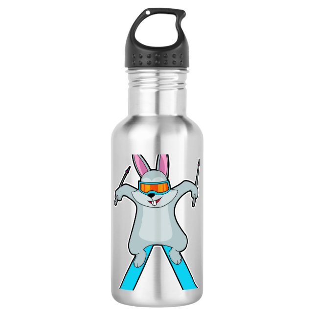 Bunny as Skier with Ski 710 Ml Water Bottle (Front)