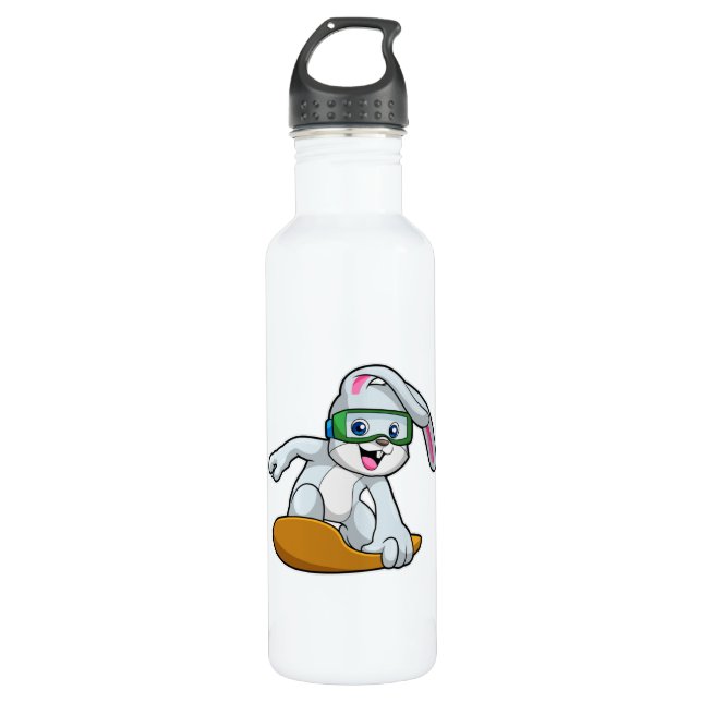 Bunny as Snowboarder with Snowboard 710 Ml Water Bottle (Front)