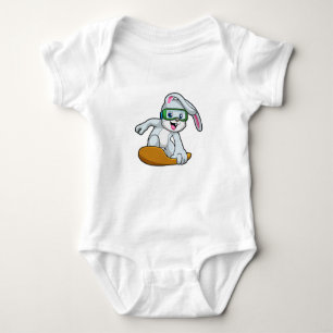 Bunny as Snowboarder with Snowboard Baby Bodysuit