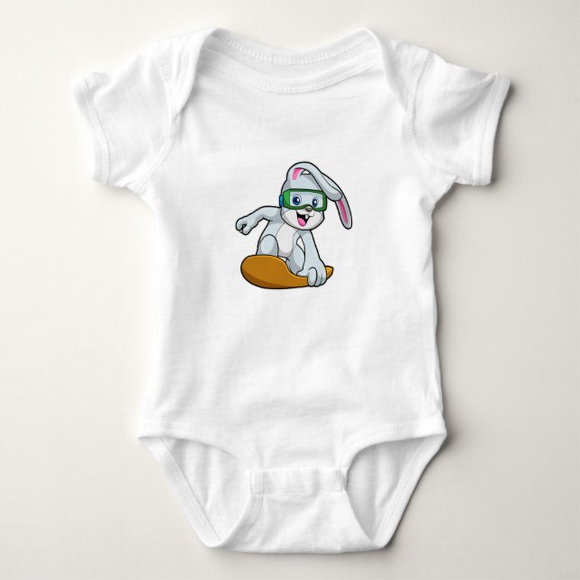 Bunny as Snowboarder with Snowboard Baby Bodysuit (Front)