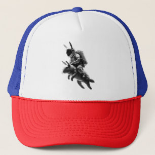 Bunny Astronaut Riding a Rabbit in SBunny Astpace Trucker Hat