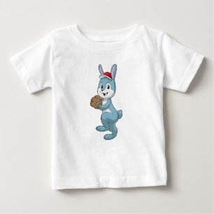 Bunny at Baseball with Baseball glove Baby T-Shirt