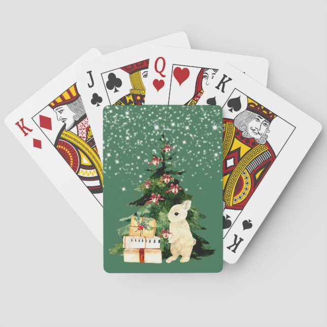 Bunny at Christmas Playing Cards (Back)
