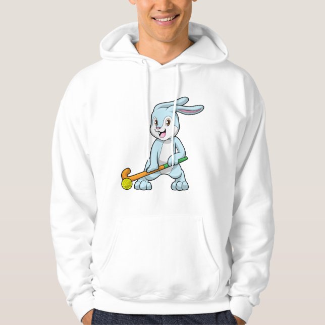 Bunny at Field hockey with Hockey stick Hoodie (Front)
